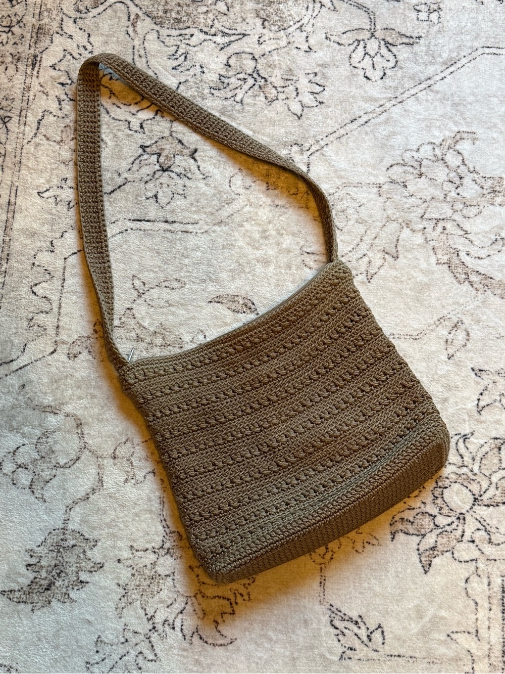 The Sak Handwoven Brown Crochet Shoulder Bag